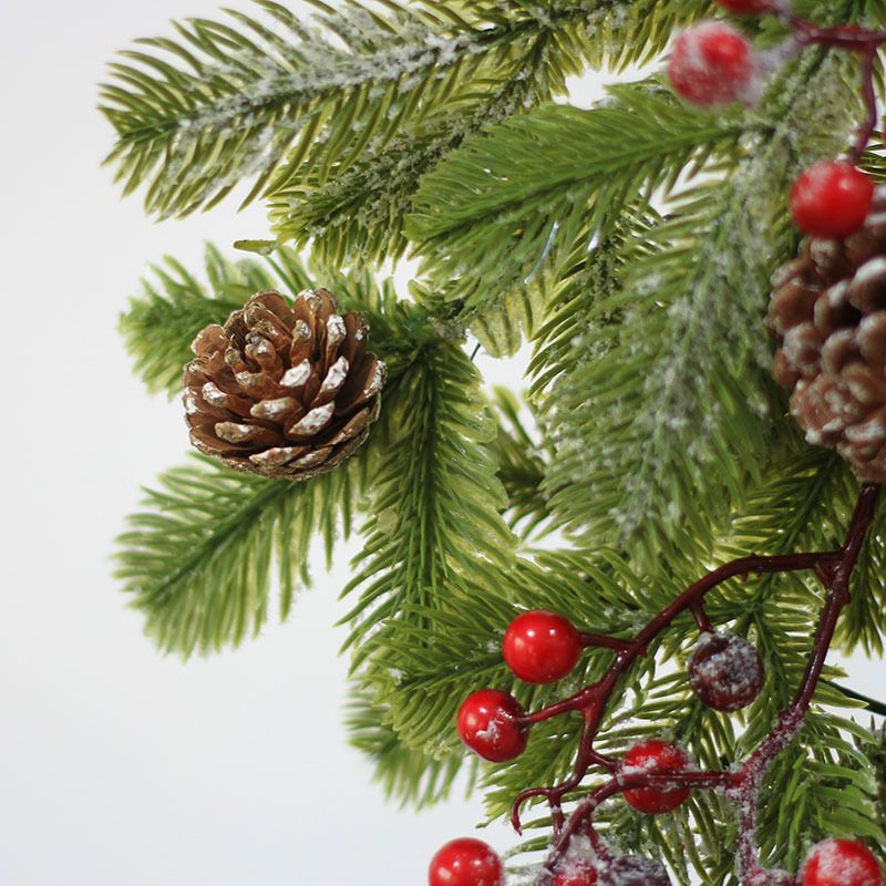 Elegant Flocked Teardrop Swags with Pinecones and Berries, Shimmering Holiday Hanging Decor for Indoor Door Wall Mantel,（55*35cm）