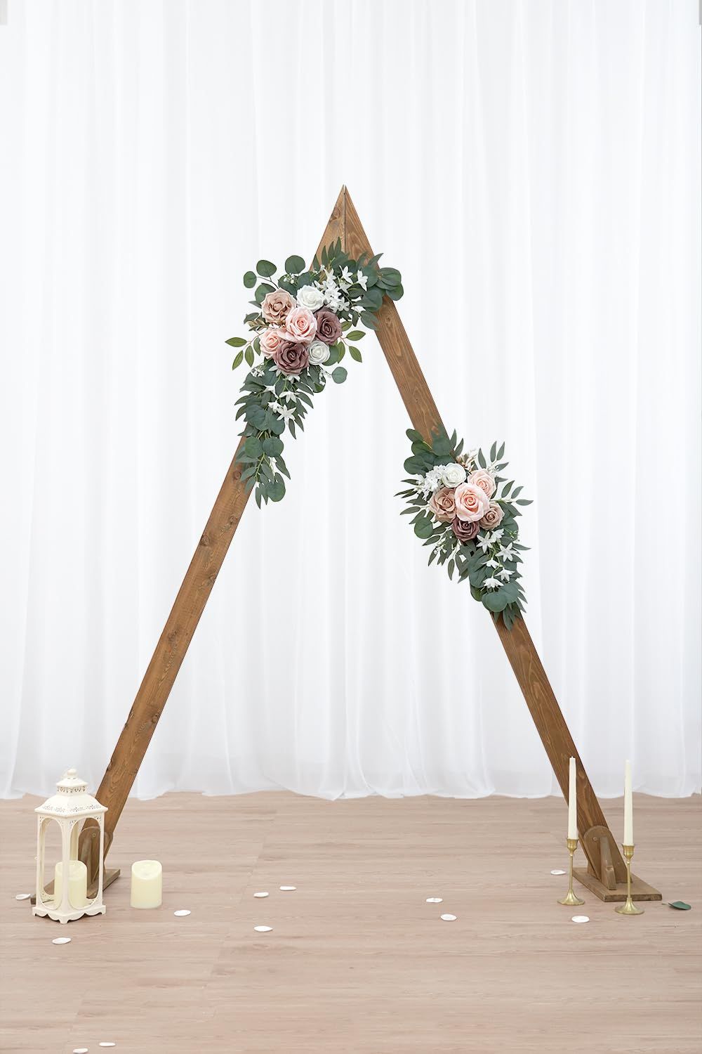 Artificial Dusty Rose Flowers Set of 2 for Wedding Welcome Signs Floral Decorations, Wedding Arch Flowers for Wedding Ceremony（60*30cm,40*20cm)