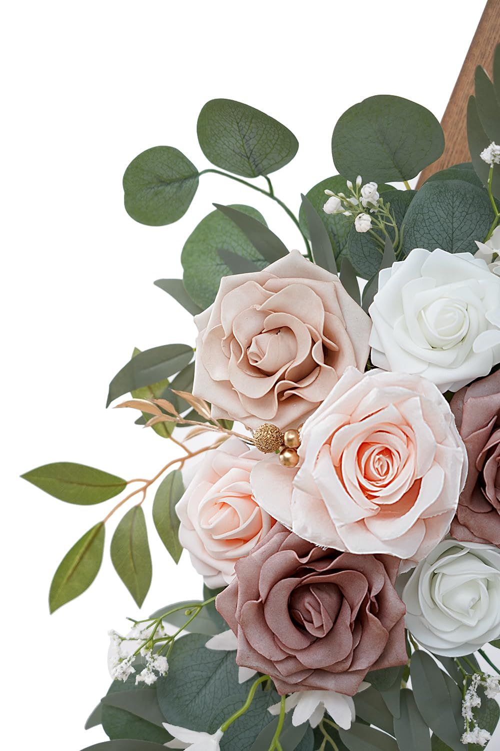 Artificial Dusty Rose Flowers Set of 2 for Wedding Welcome Signs Floral Decorations, Wedding Arch Flowers for Wedding Ceremony（60*30cm,40*20cm)