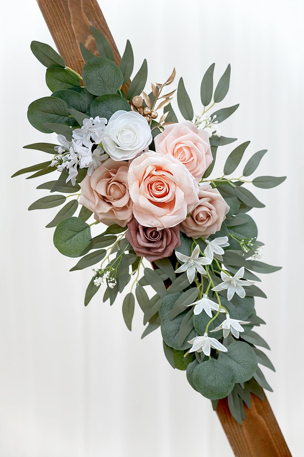 Artificial Dusty Rose Flowers Set of 2 for Wedding Welcome Signs Floral Decorations, Wedding Arch Flowers for Wedding Ceremony（60*30cm,40*20cm)