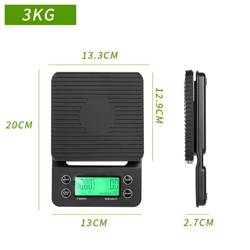 3KG electronic scaleCoffee Scale with Timer Small, Espresso Scale with Timer Small, Espresso Coffee Scale with Timer for Pour Over Coffee black