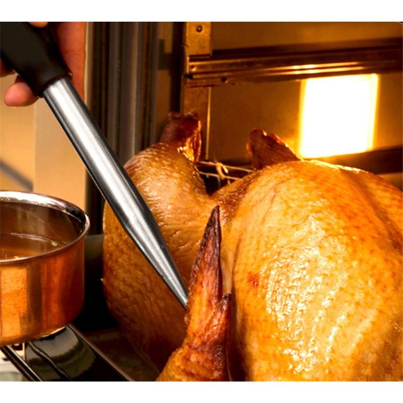 Stainless Steel Food Grade Turkey Baster for Cooking, Baking, Injecting Marinade With cleaning brush（Black）