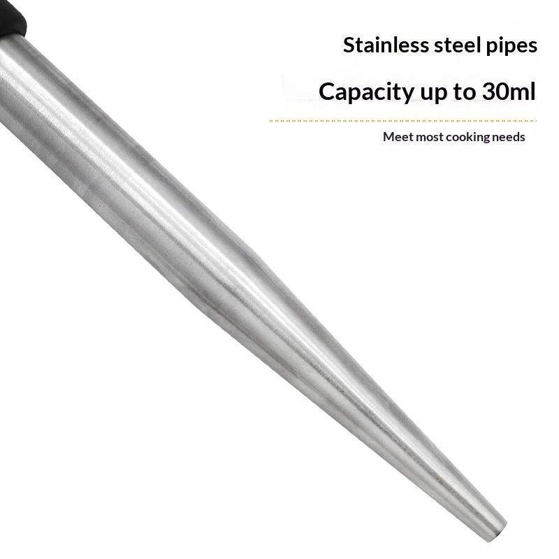 Stainless Steel Food Grade Turkey Baster for Cooking, Baking, Injecting Marinade With cleaning brush（Black）