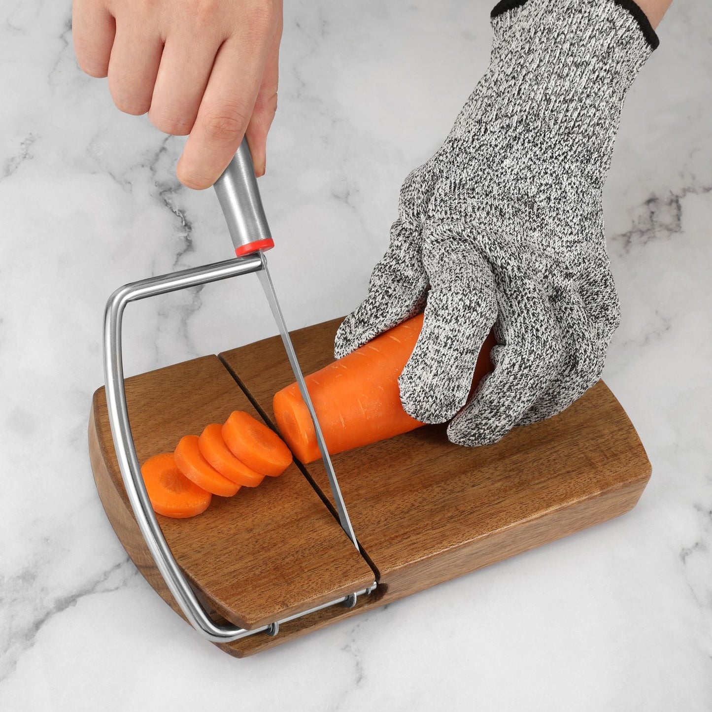 Wooden Cheese Slicer, Cheese Cutter Board with Stainless Steel Blade for Block Cheese, Vegetables, Butter, Sausages, Bread