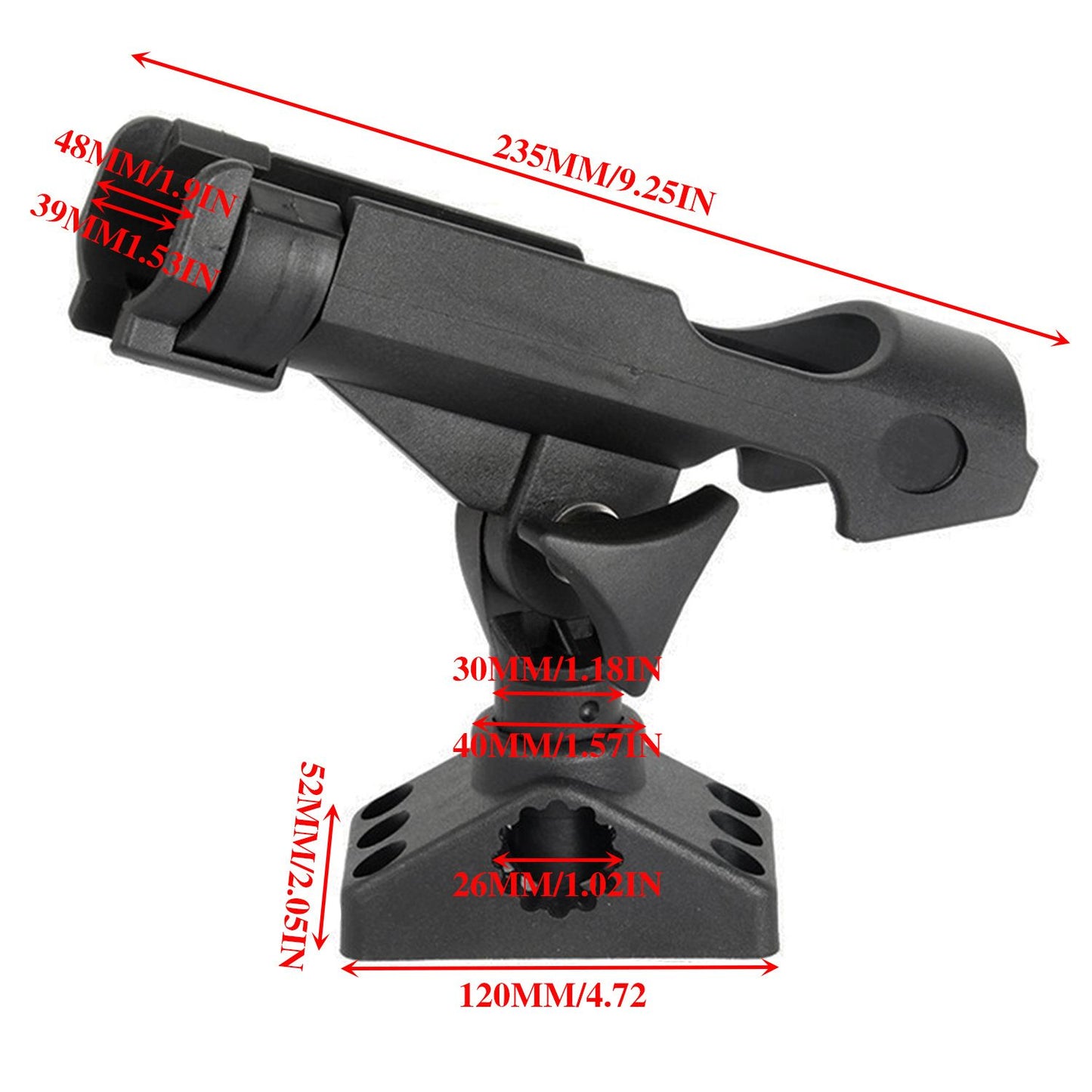 2 Pack Spinning Rod Holder with Side Deck Mount  Fishing Rod Holder Adjustable Fishing Boat Rod Holder, Black Finish
