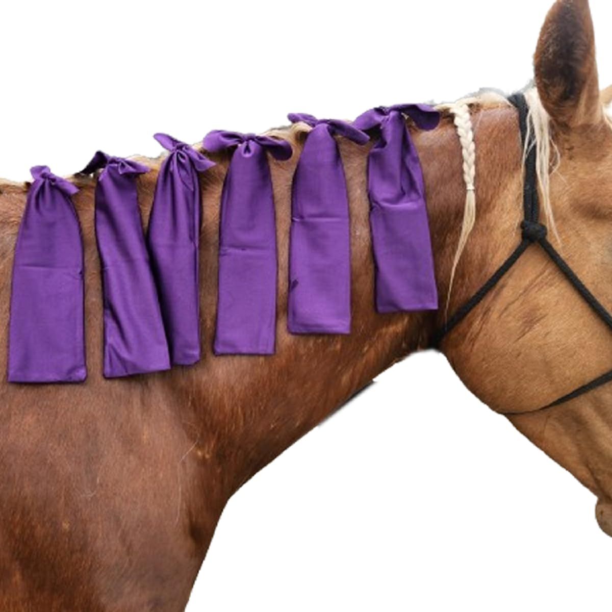 Protect Horse's Mane from Wind, Sun & Mud - Prevents Tangles, Rubbing Out and Breakage - Made with Nylon - Easy to Use and Washable - Set of 8  Purple;