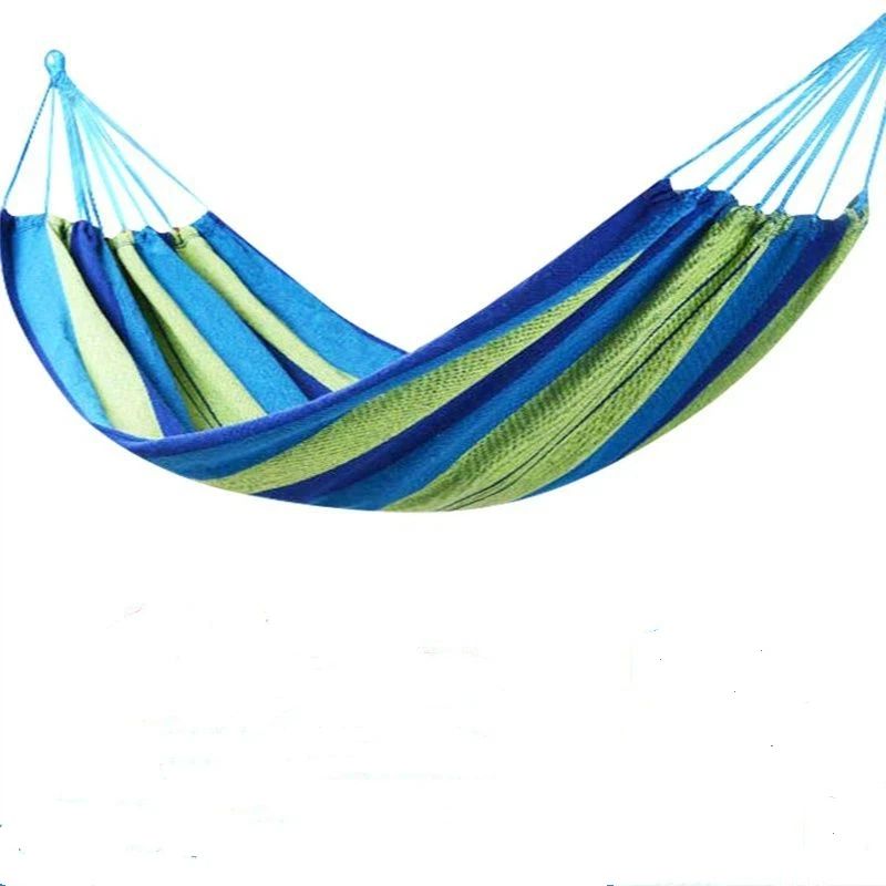 Hammocks Portable Camping Hammock Upgraded Comfortable Fabric Hammock with Two Anti Roll Balance Beam and Sturdy Tree Straps for Camping, Patio, （Blue Green，260*80cm）