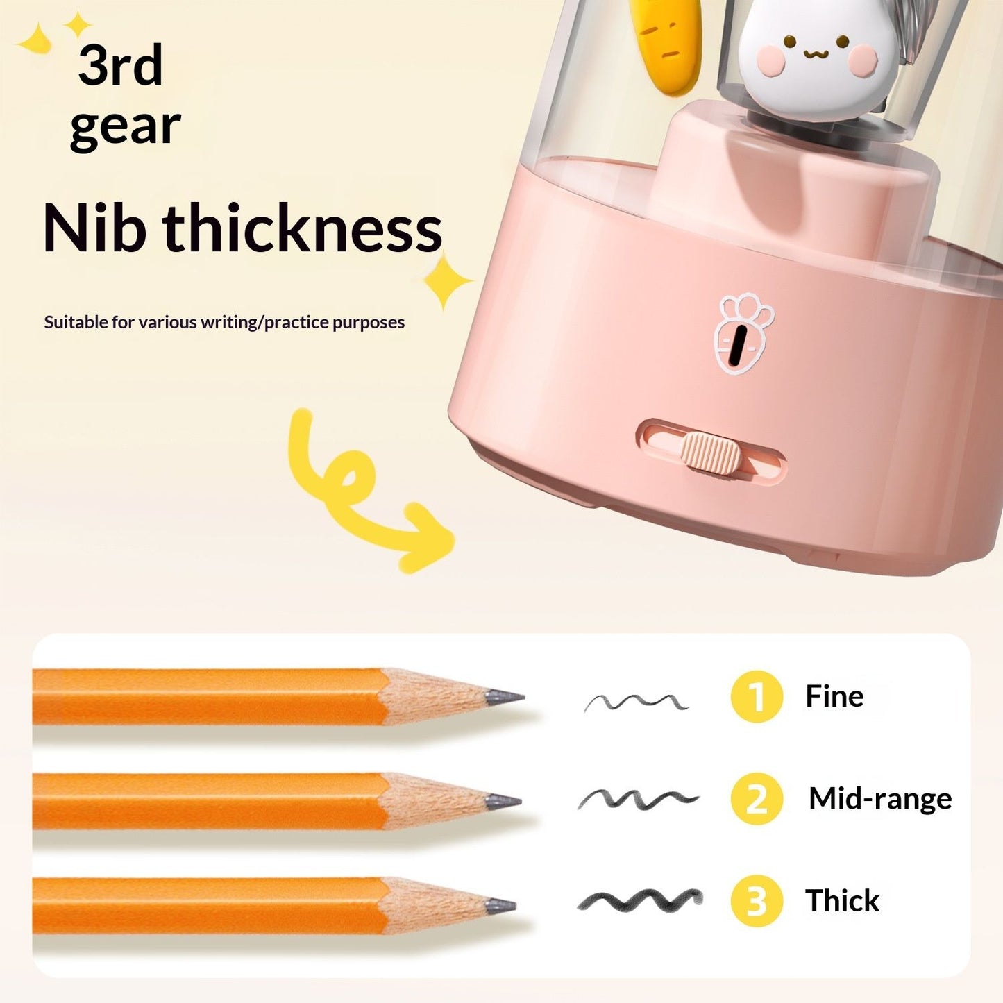 Colored Pencil Sharpener for Kids Gift, Rechargeable Electric Pencil Sharpener, Auto Stop, Classroom/Office/Home (Pink)
