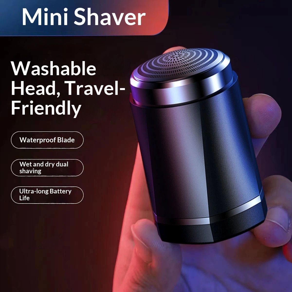Electric Foil Shaver for Men, Waterproof Cordless Razor – Mini Travel Shaver for Face & Body, USB-C Fast Charging, Wet/Dry Shower Use, Portable Electric Razor