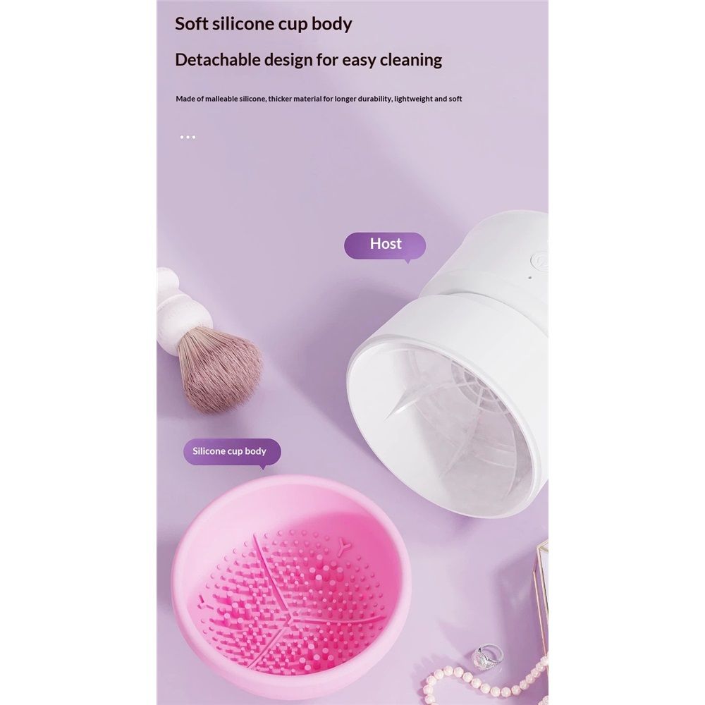 Pink Electric Makeup Brush Cleaner Machine, Silicone Brush Cleaner Machine Beauty Blender Cleanser For Beauty Makeup Brushes, Christmas Halloween Valentine's Day Gifts for Your Girls