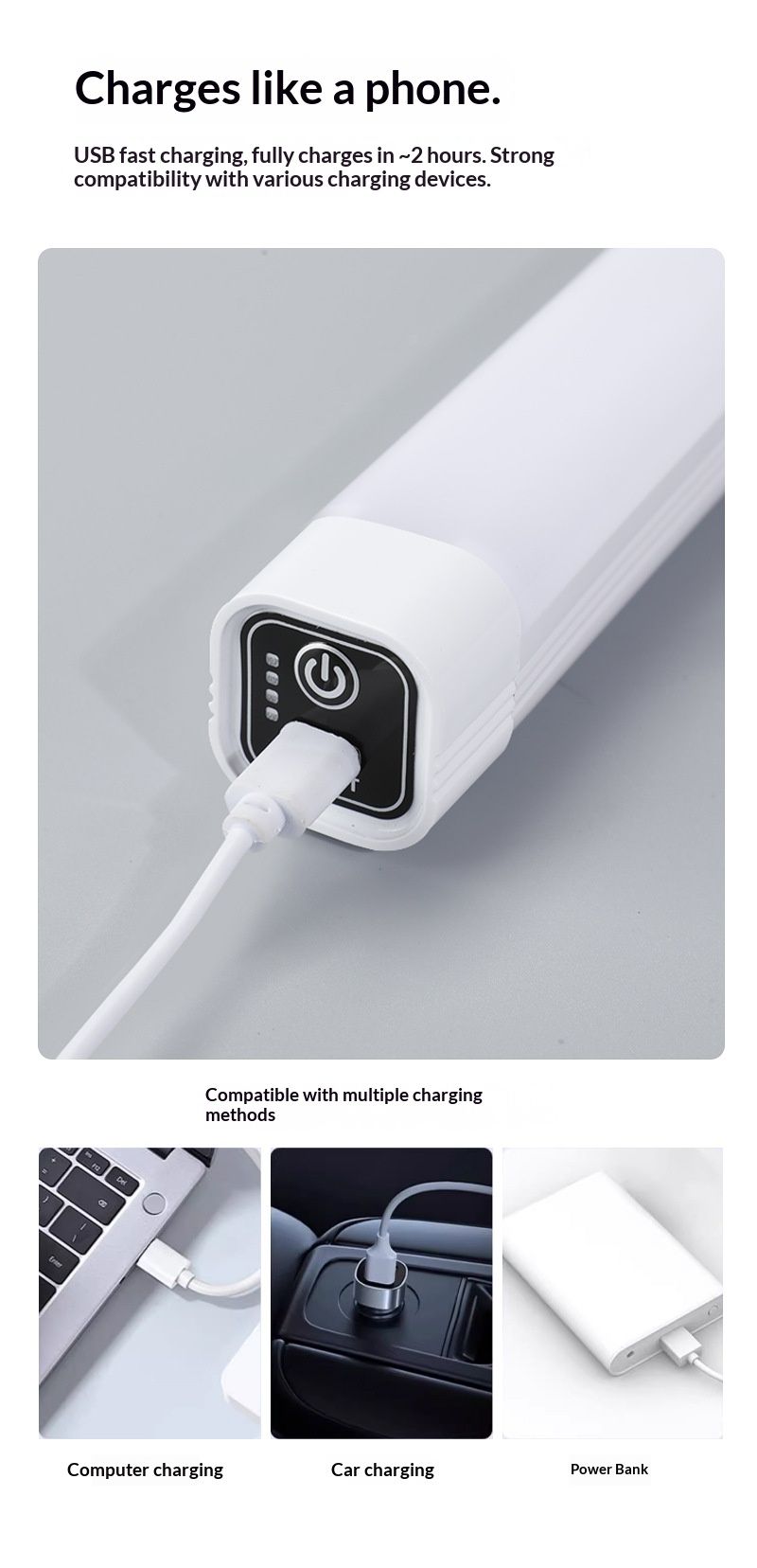 Rechargeable Magnetic Task Light, Battery Operated Lights, Dimmable, Closet Light, Wireless, Portable Light, Perfect for Garage, Camping and More（20CM）