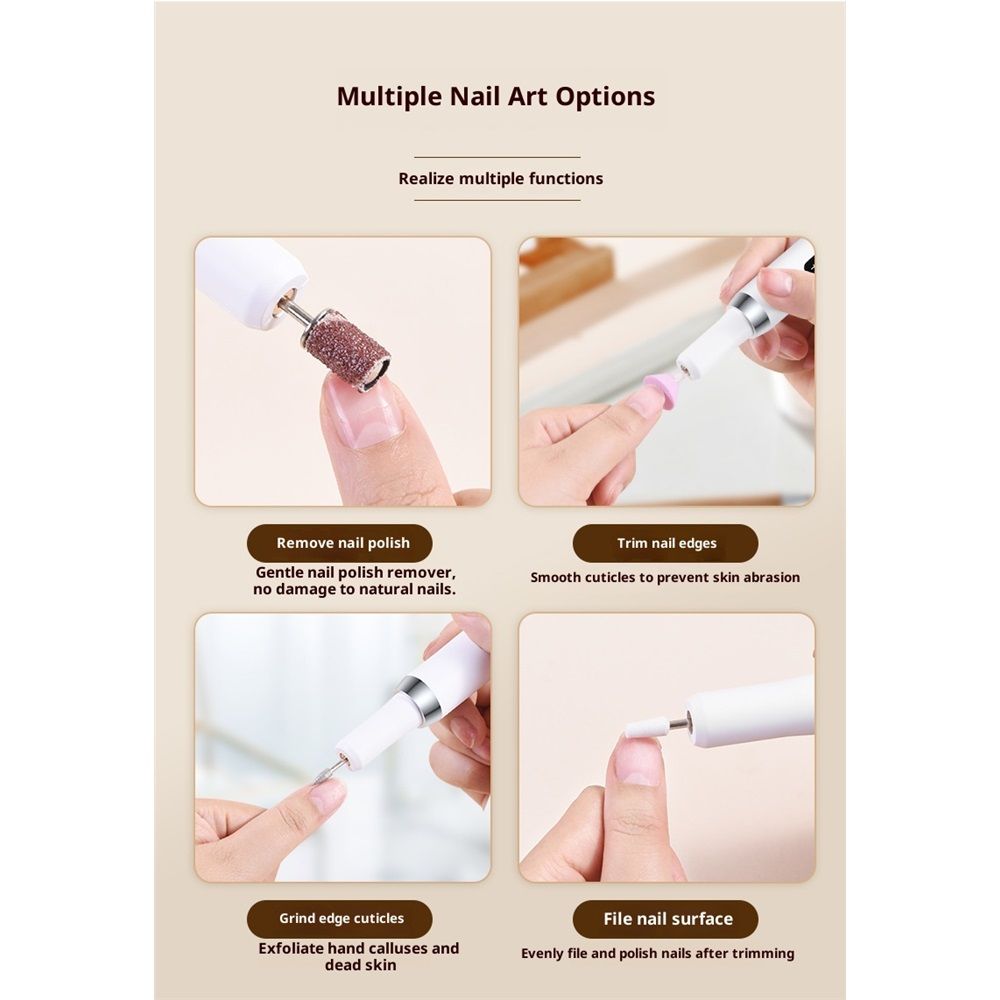 Portable Electric Nail Drills, Manicure and Pedicure Sets for Grinding,polishing and Trimming,Rechargeable Pedestal Nail Polisher