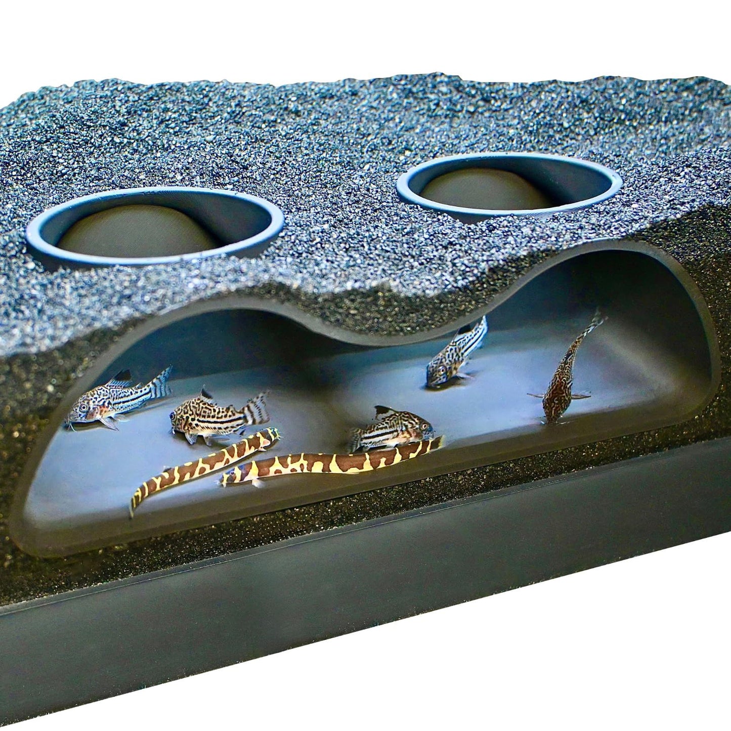 Aquarium Underground Tunnel Cave Natural Curve Two Hole | Viewing Fish & Shrimp Under Gravel Tunnel | Fish Tank Decor Decoration Hideout
