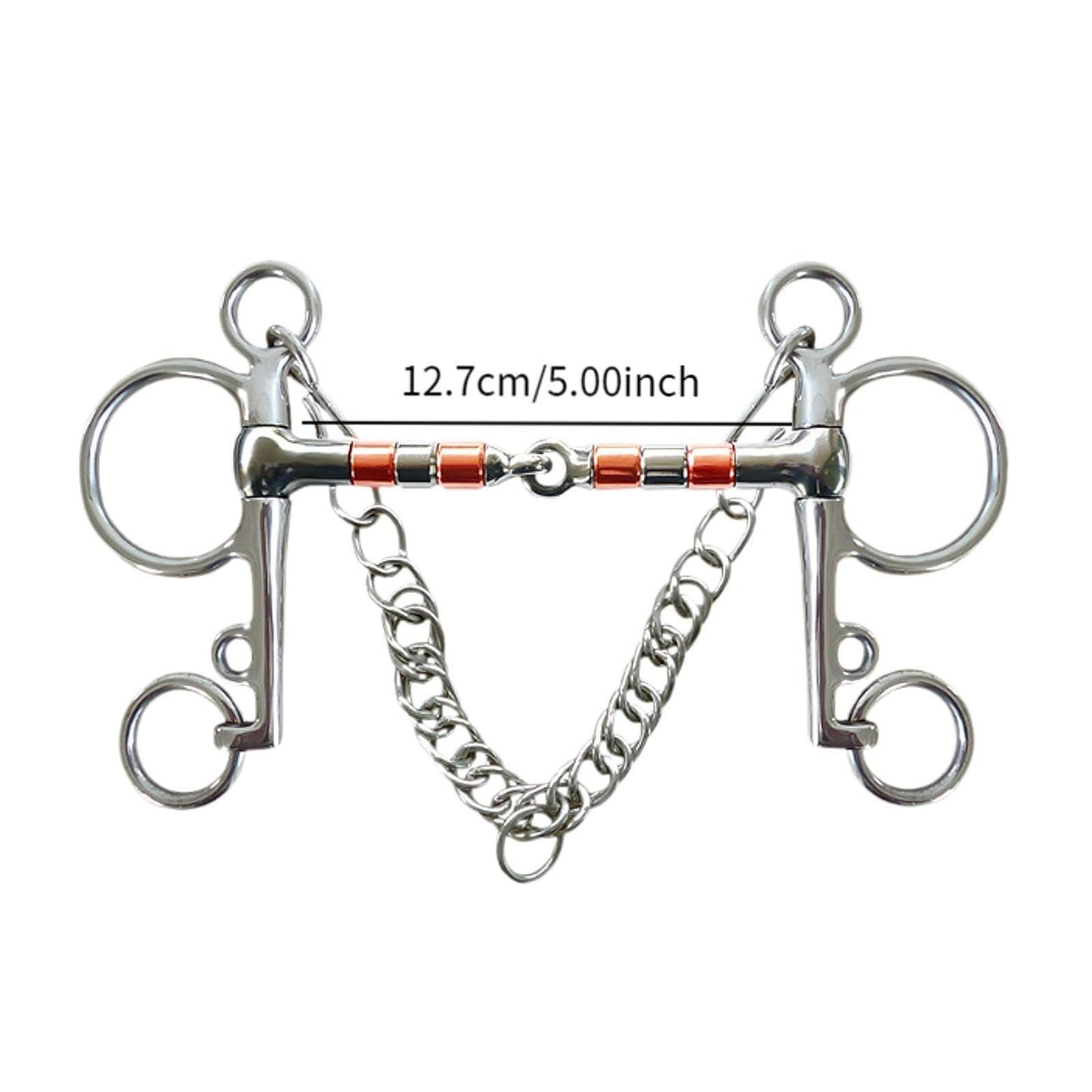 Horse Bit Snaffle Bit for Horse Training Outdoor Horse Accessories Horse Chewing Bit Equestrian Metal with Hooks, Curb Chain