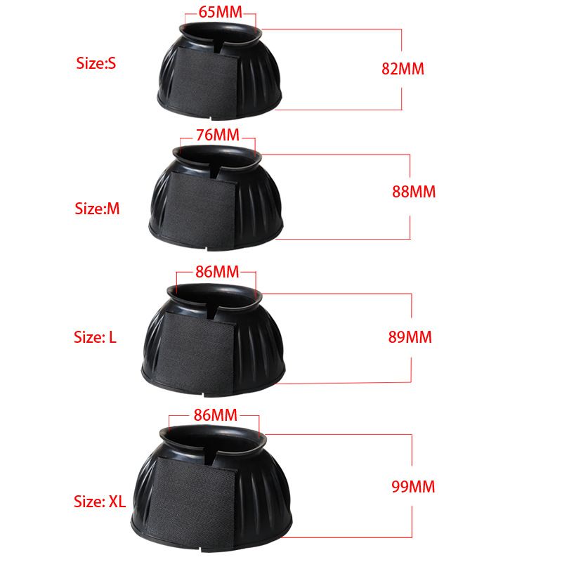 Bell Boots for Horses 1 Pair Protect Against Hoof Impact Trauma, Rubber Bell Boots Horse Care for Turnout, No Rub Design Wrap Hook and Loop