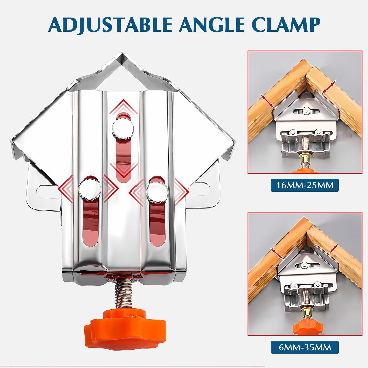 2pcs Stainless Steel Right Corner Clamp,90 Degree Right Angle Clamp for Woodworking,Right Angle Clip Fixer,Single Handle Clamps for Woodworking,（open-ended）