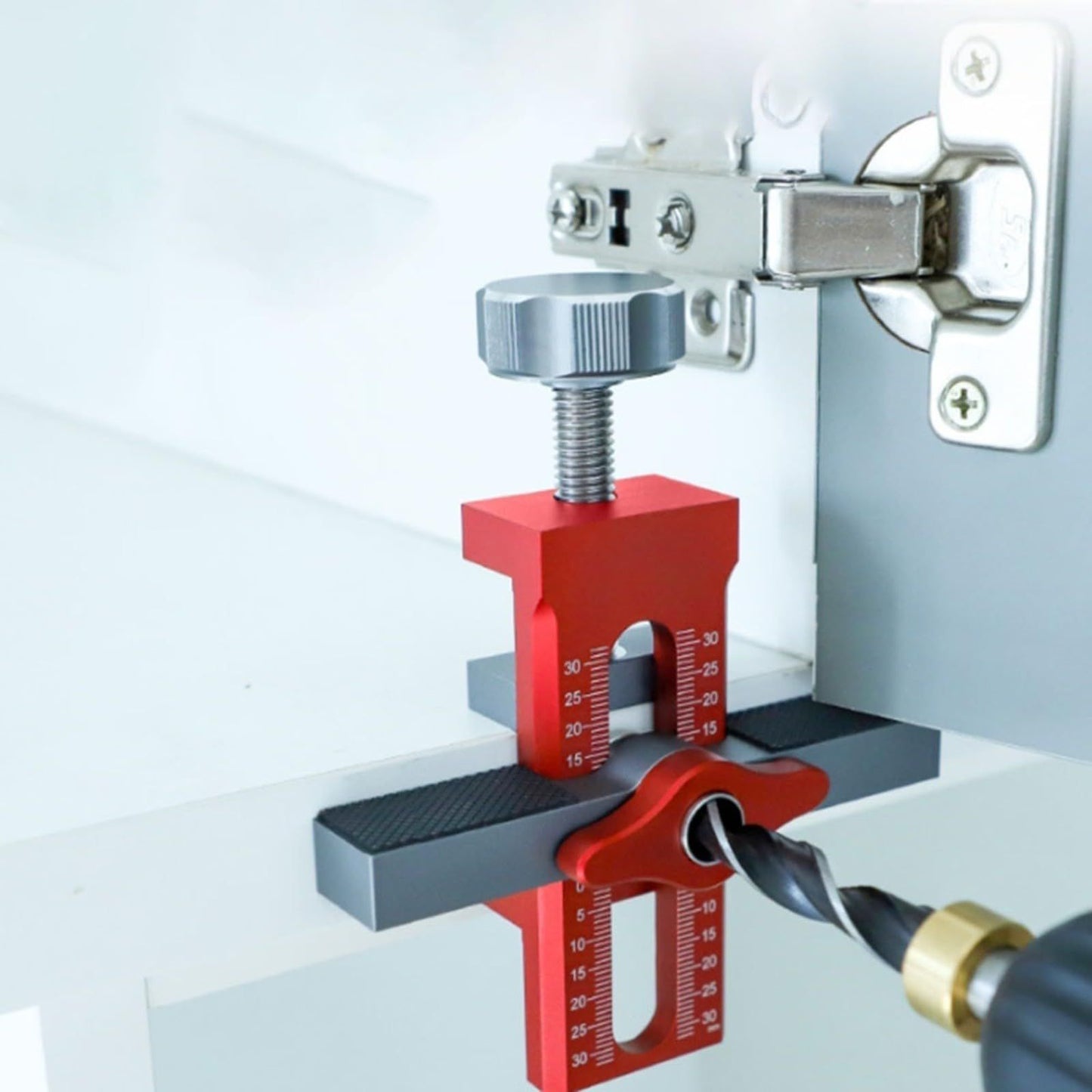 2-in-1 Cabinet Door Mounting Jig & Rebound Device Tool with Bag, Installation Positioner for Frameless Cabinets Only, Easily Adjustable Aluminium Alloy Cabinet Hardware Jig