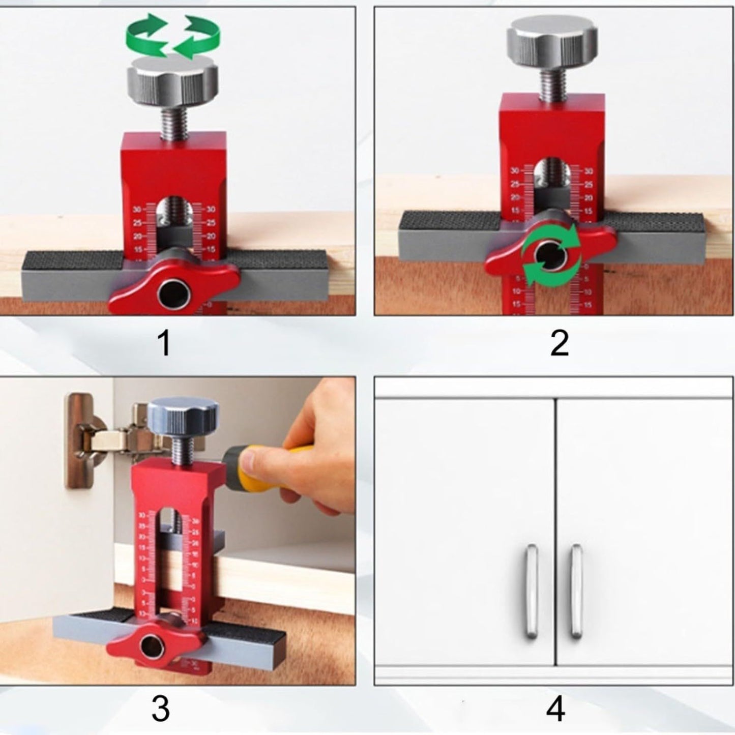 2-in-1 Cabinet Door Mounting Jig & Rebound Device Tool with Bag, Installation Positioner for Frameless Cabinets Only, Easily Adjustable Aluminium Alloy Cabinet Hardware Jig