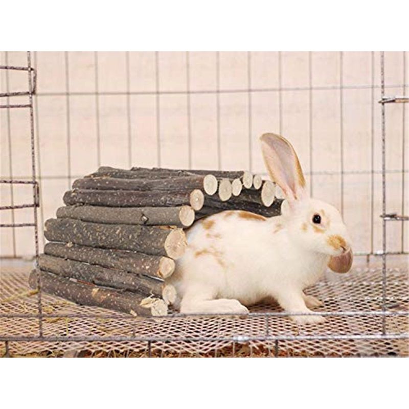 Guinea Pig Wooden Ladder Bridge Rabbits Hideout, House, Tunnel, Rodents Chew Toys for Bunny, Chinchillas, Hedgehogs, Ferrets,（20*10cm）