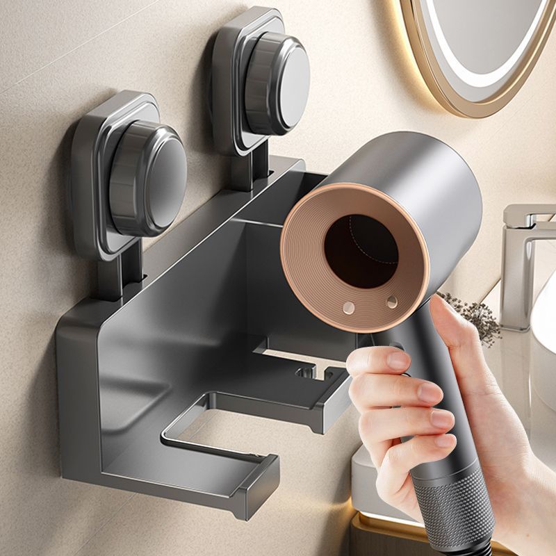 Hair Dryer Holder Wall Mounted with Tool Organizer, Blow Dryer Holder Compatible, Hair Dryer Hanger Mount for Bathroom, Vanity, Gray