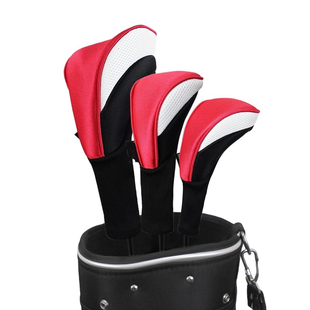 Black Golf Club Head Cover for  Fairway 3 Pcs Woods Headcovers, Golf Accessories Hybrid Head Covers Set