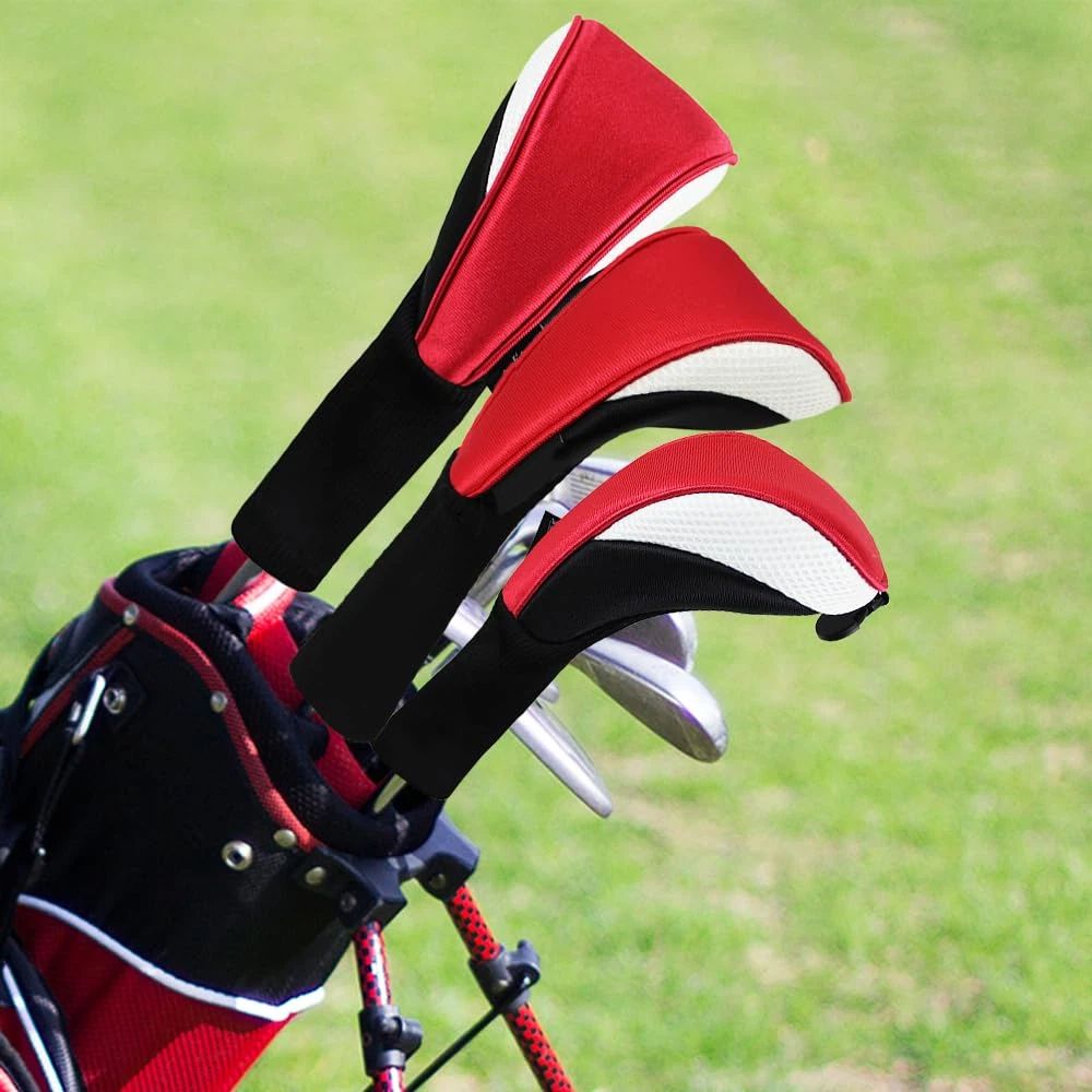 Black Golf Club Head Cover for  Fairway 3 Pcs Woods Headcovers, Golf Accessories Hybrid Head Covers Set