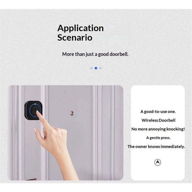 Wireless Doorbell, Door Bell Kit, Distinguish Front and Rear Doors, for Home Office Classroom（One drag, two sounds）