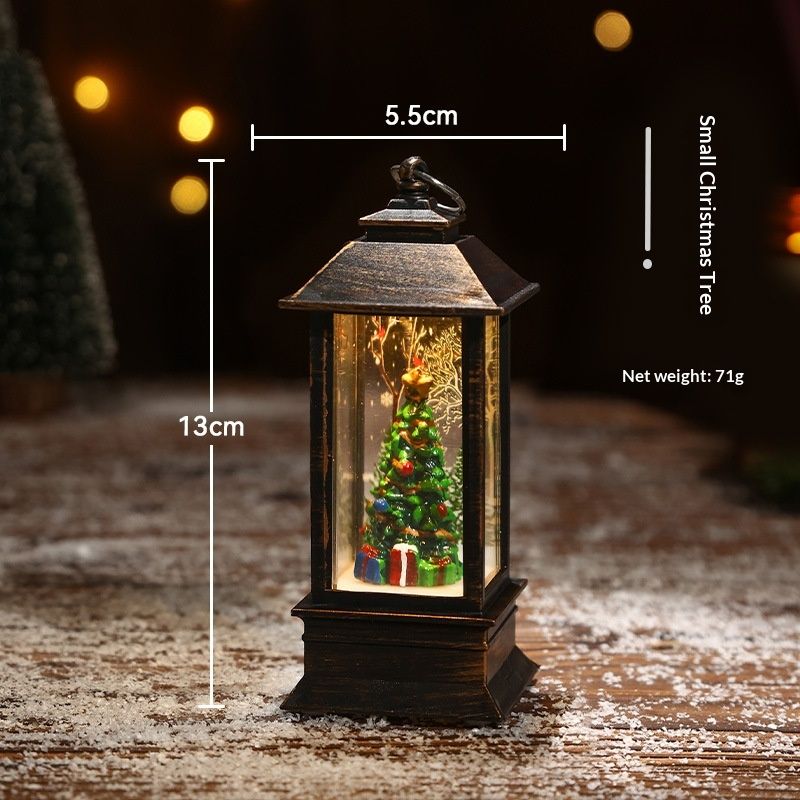 Snow Globe Christmas Lantern Decorations, Snow Globe Lantern with Swirling Glitter, Christmas Tree Lighted Christmas Decorations Indoor for Home