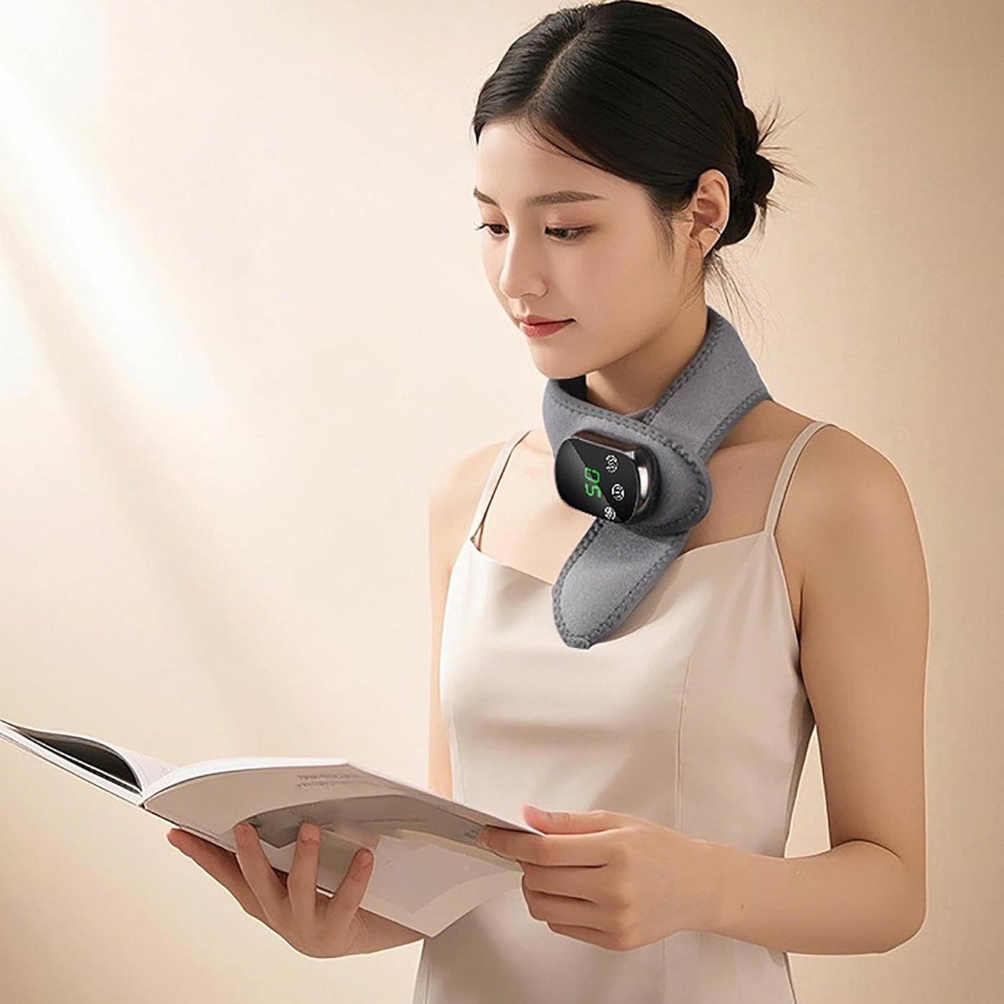 Cordless Neck Heating Pad with Massage, Neck Massager with Heat, Neck Heating Pad for Pain Electric, Heated Neck Brace Wrap Soreness Stiffness Pain Relief