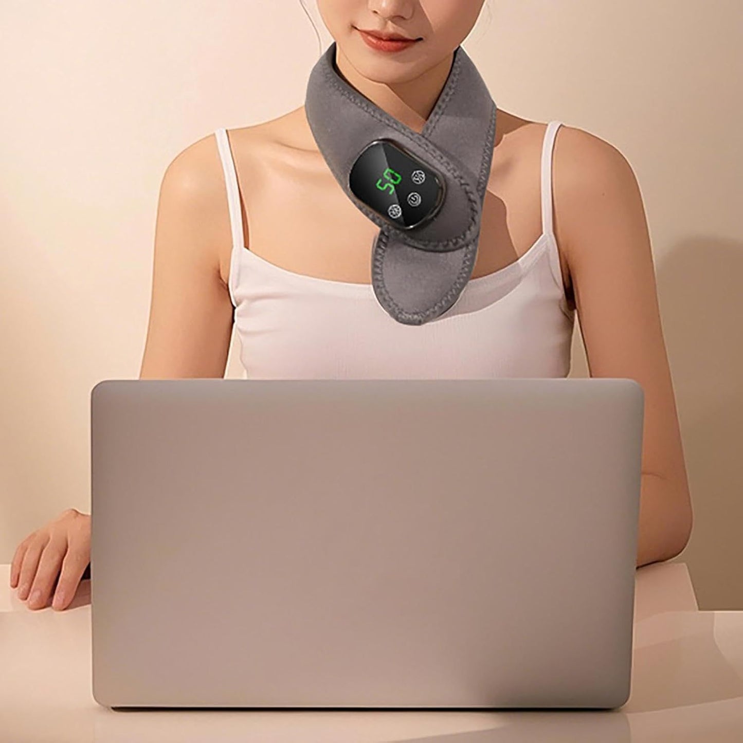 Cordless Neck Heating Pad with Massage, Neck Massager with Heat, Neck Heating Pad for Pain Electric, Heated Neck Brace Wrap Soreness Stiffness Pain Relief