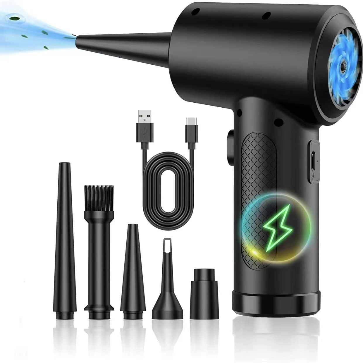 Compressed Air Duster, Electric Air Blow Portable Keyboard Cleaner with LED Light, Rechargeable Dust Off Cordless Air Duster for Computer, Car, Electric Devices