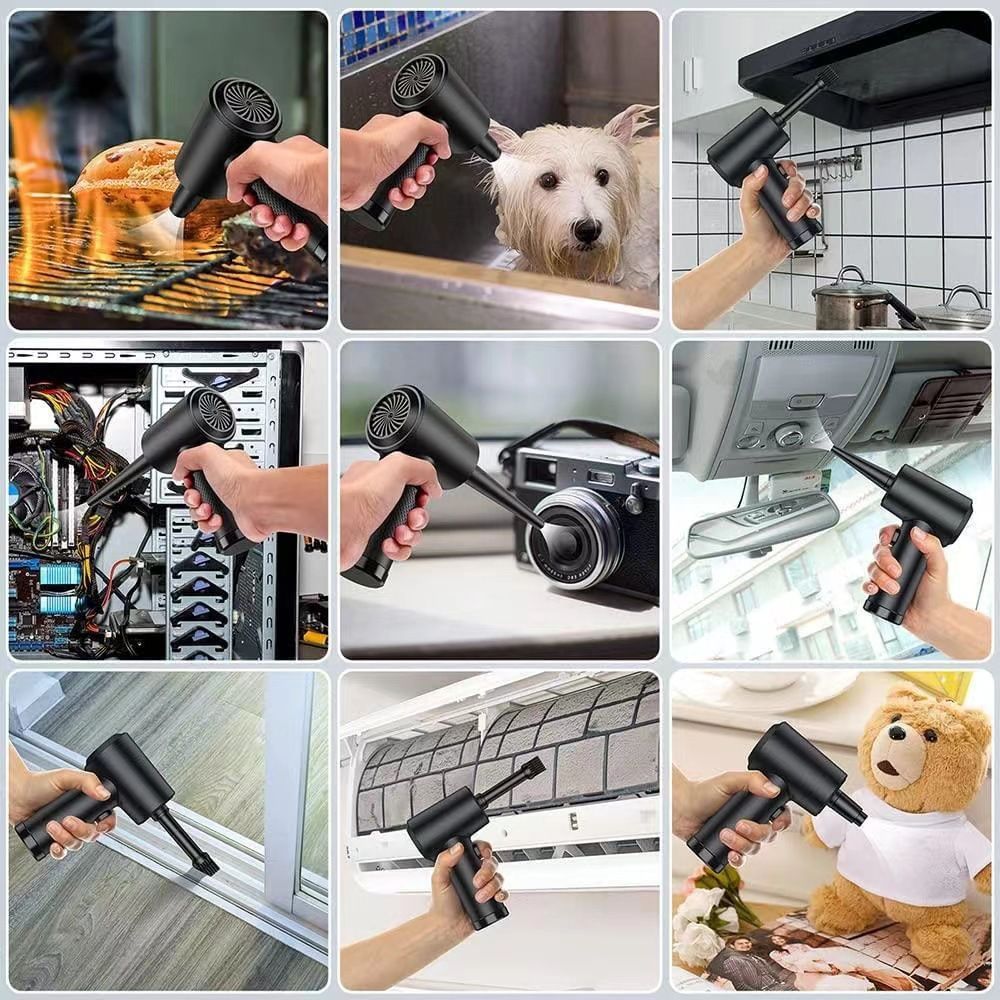 Compressed Air Duster, Electric Air Blow Portable Keyboard Cleaner with LED Light, Rechargeable Dust Off Cordless Air Duster for Computer, Car, Electric Devices