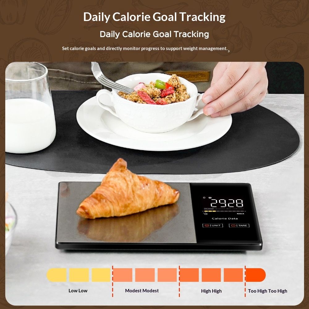 Smart Nutrition Food Scale with LED Display, Tracks Calories, Fat, Carbs & Protein via App, Precision Digital Kitchen Scale for Healthy Eating & Meal Prep