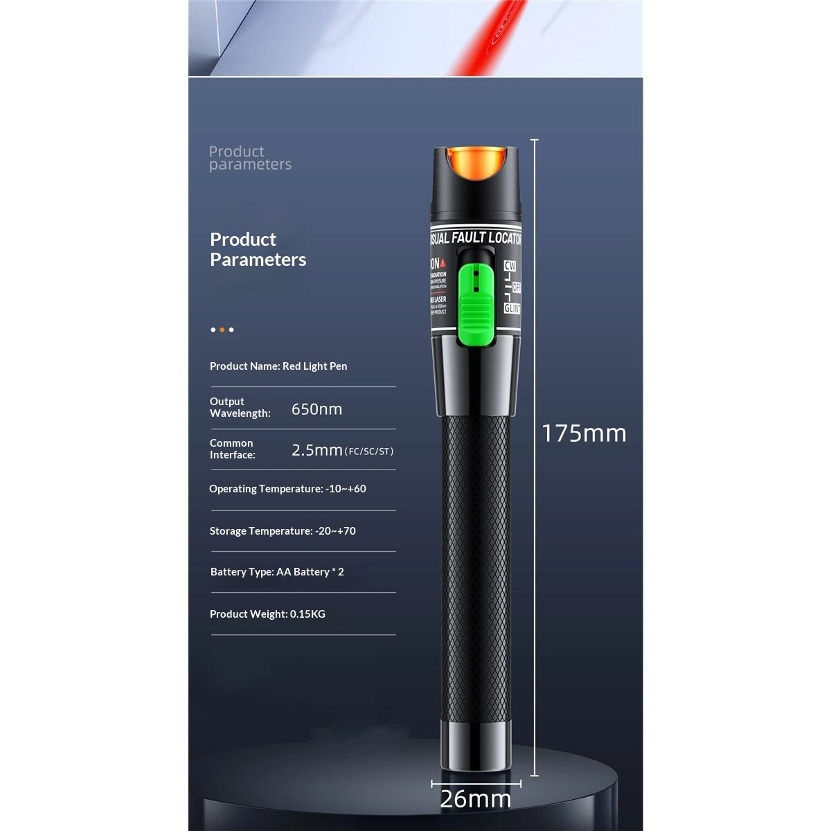 Visual Fault Locator Fiber Optic Tester - Fiber Optic Cable Tester Meter with FC to LC Adapter - Tools Tester Kit for LC/FC/SC/ST, Network Cable Test