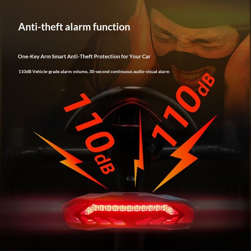 Smart Bike Tail Light with Turn Signals, Rechargeable Bicycle Horn Bike Alarm with Remote, Auto-Sensing Bike Turn Signals Light Alarm（Bracket remote control）