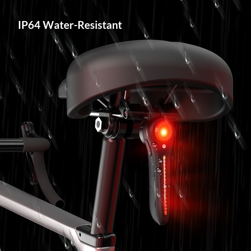 Bike Tail Light Smart - with Brake/Light Sensor, USB Rechargeable, IP64 Waterproof, 6Light Modes Bicycle Taillight for Night Riding, Super Bright Rear Bike Light （black）