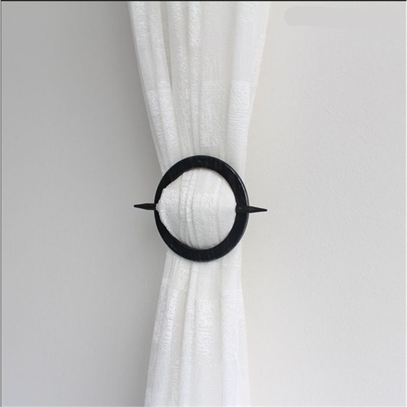 Curtain Tiebacks, Distressed Wooden Curtain Hook, Handmade Rustic Decorative Curtain Holdbacks, Window Drape Binds Hand Carved with Rustic Finish Drapery Tiebacks, Set of 2