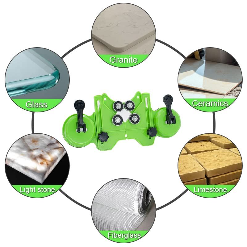 Hole Saw Guide Jig Fixture, 4mm - 83mm Adjustable Punch Locator Drill Guide Glass Drilling Jig with Double Vacuum Suction Bases for Ceramic Glass Marble（140*265mm  ）