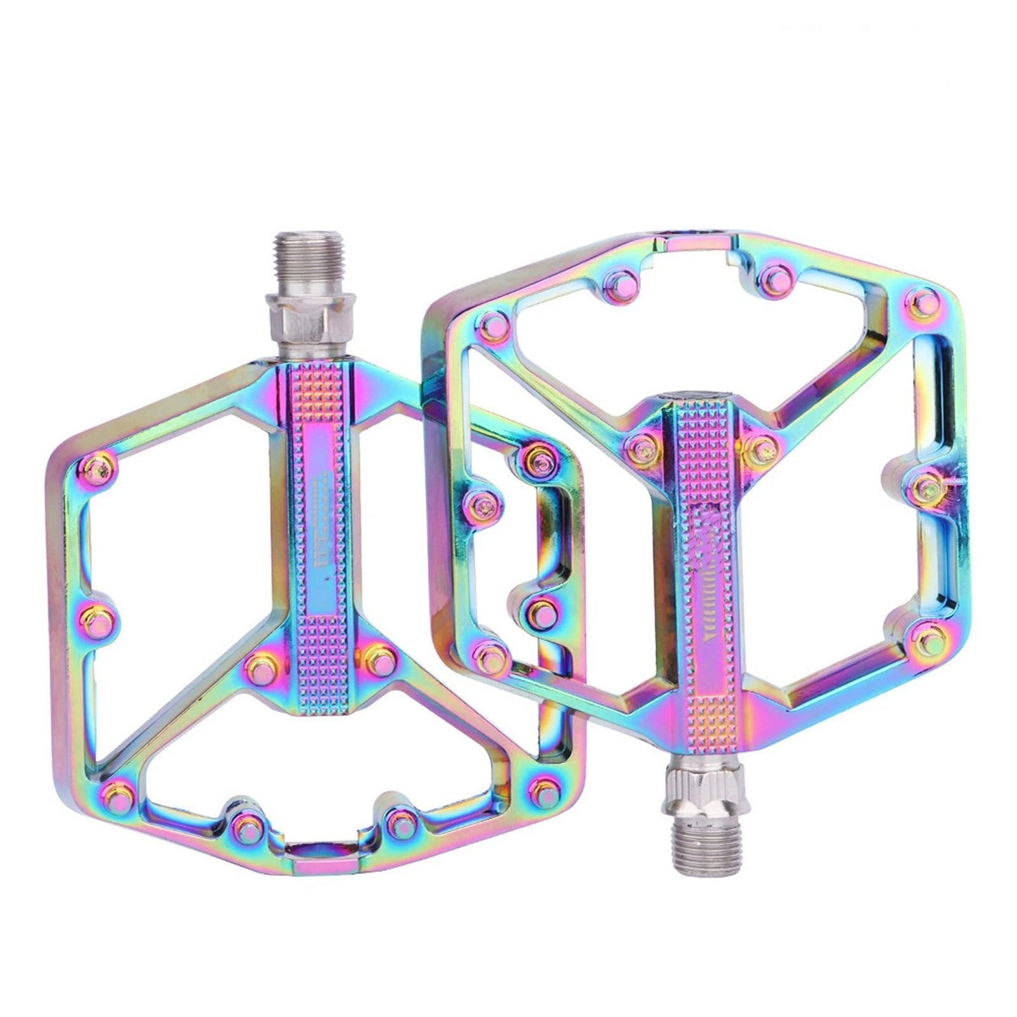 Road/Mountain Bike Pedals - 3 Bearings Bicycle Pedals -  Machined Flat Pedals with Removable Anti-Skid Nails（10.5*9.9cm)