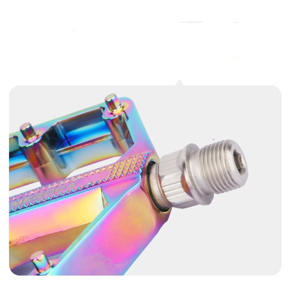 Road/Mountain Bike Pedals - 3 Bearings Bicycle Pedals -  Machined Flat Pedals with Removable Anti-Skid Nails（10.5*9.9cm)