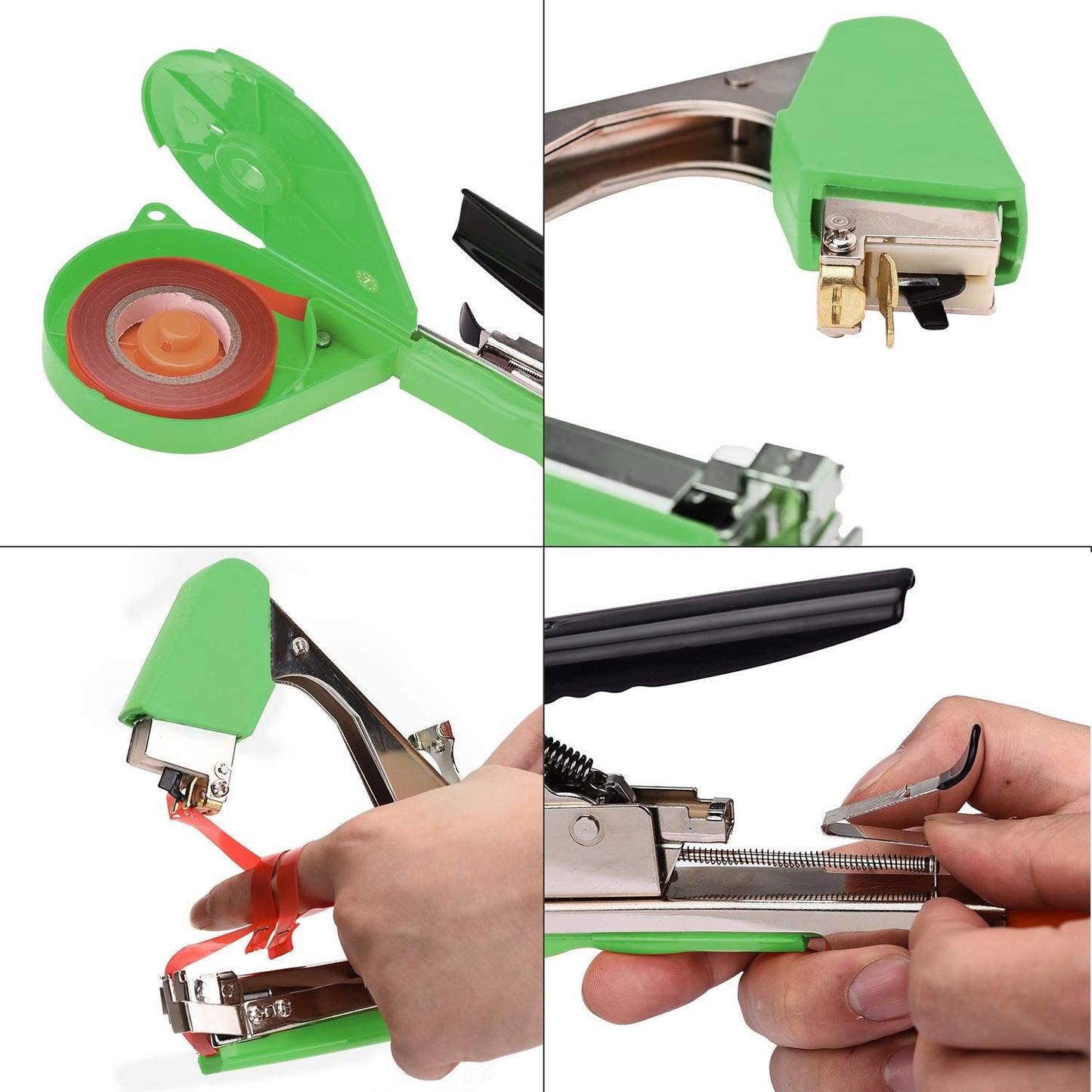 Garden Plant Tying Machine Branch Tape Tool for Vine, Tomato, Cucumber, Grape & Floral Support | Heavy-Duty Handheld Plant Binder with Durable Tape & Ergonomic Grip, green