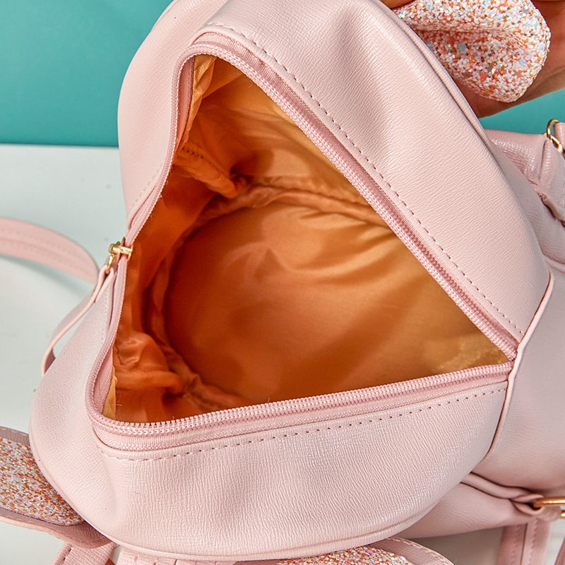 Fashion Cutest Toddler Sequin Bow Ears Bag Mini Backpack for Teen Little Girls with ears and sequin bow(pink)