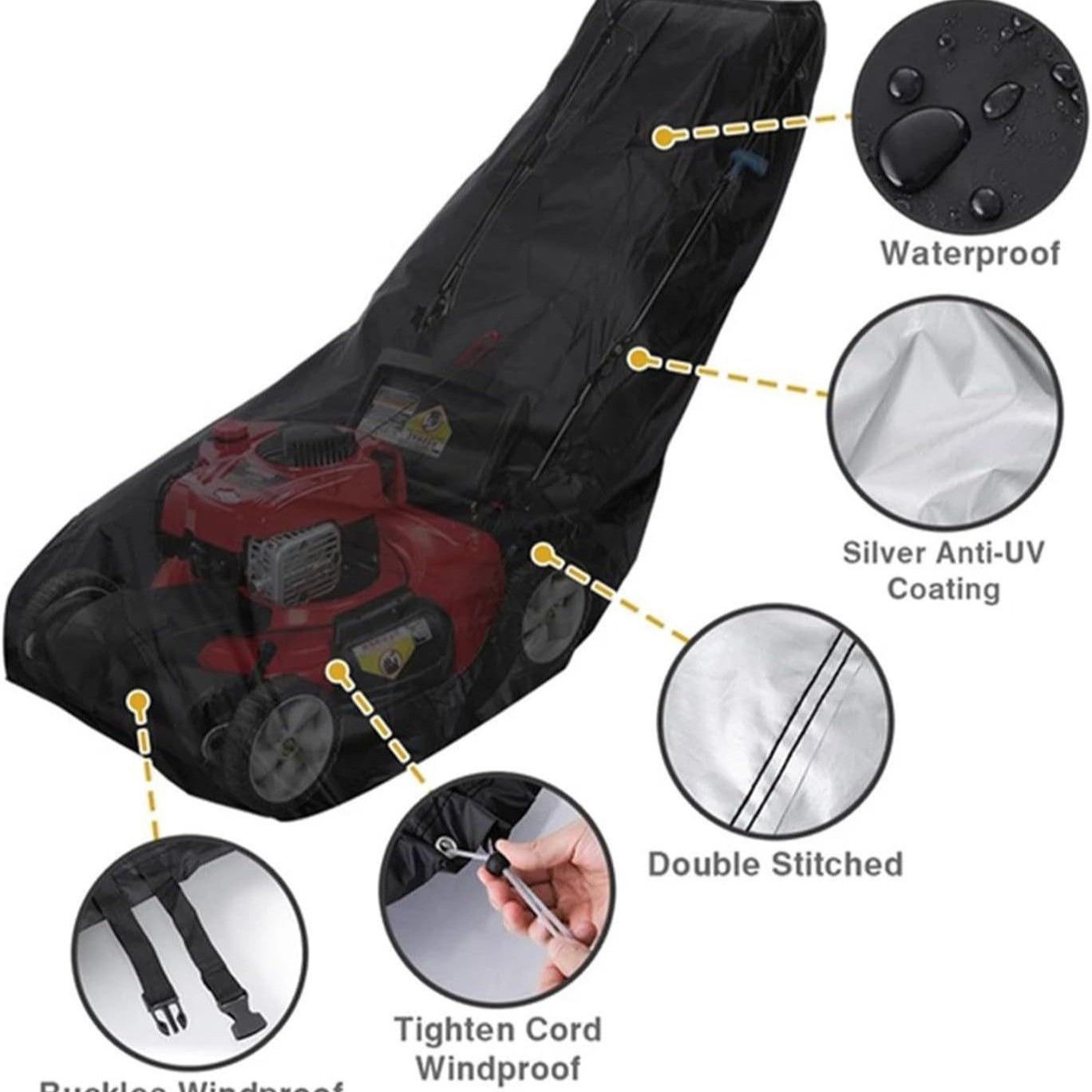 Lawn Mower Cover, Waterproof Outdoor, Weather Resistant, Rip-Proof, Anti-UV, Raing-proof, Sun Block, Heatresistant (Push)