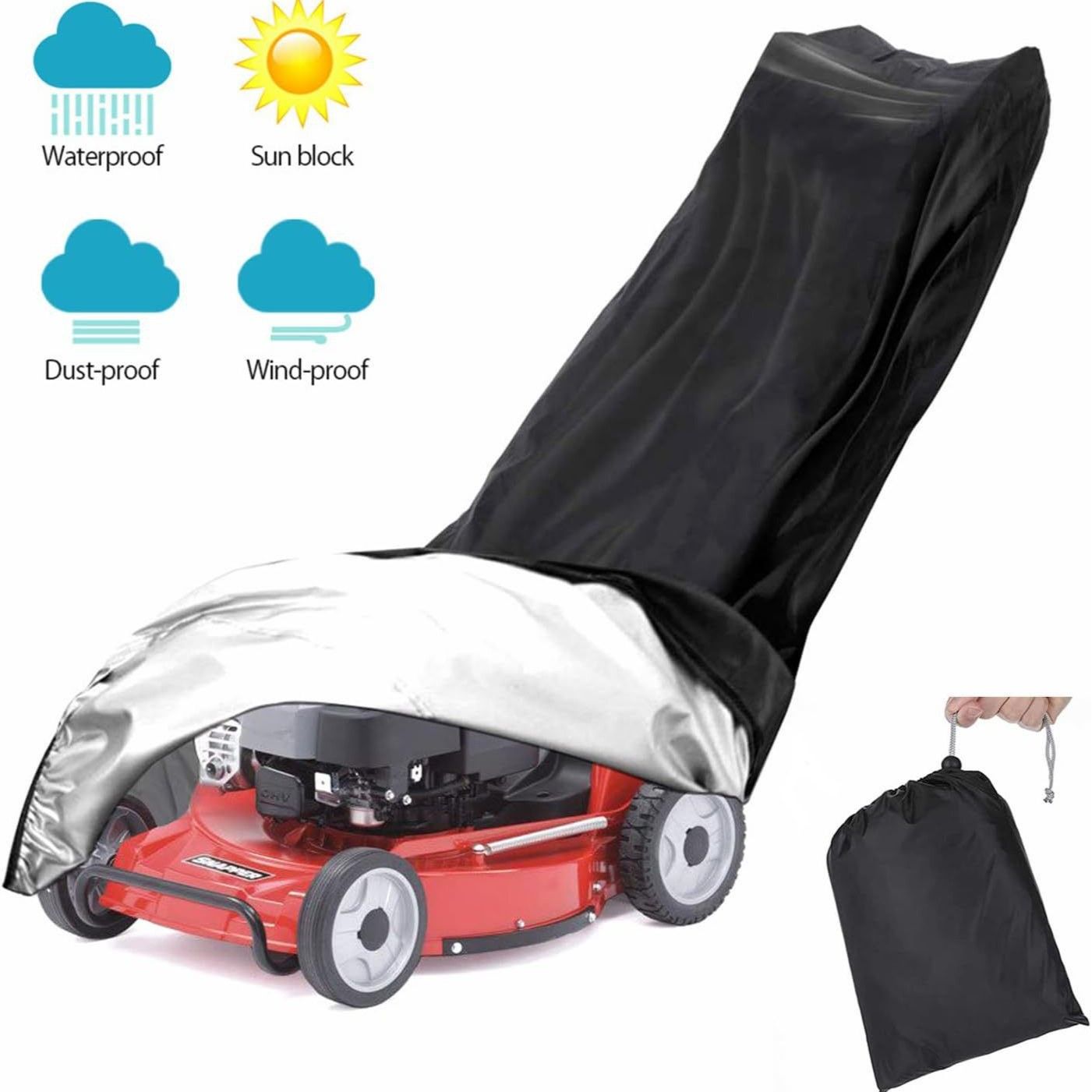 Lawn Mower Cover, Waterproof Outdoor, Weather Resistant, Rip-Proof, Anti-UV, Raing-proof, Sun Block, Heatresistant (Push)