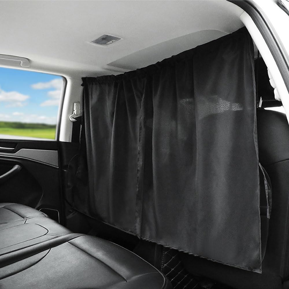 Car Divider Curtains Sun Shade-Privacy Travel Nap Night Car Camping Detachable Simple Curtain (Black)