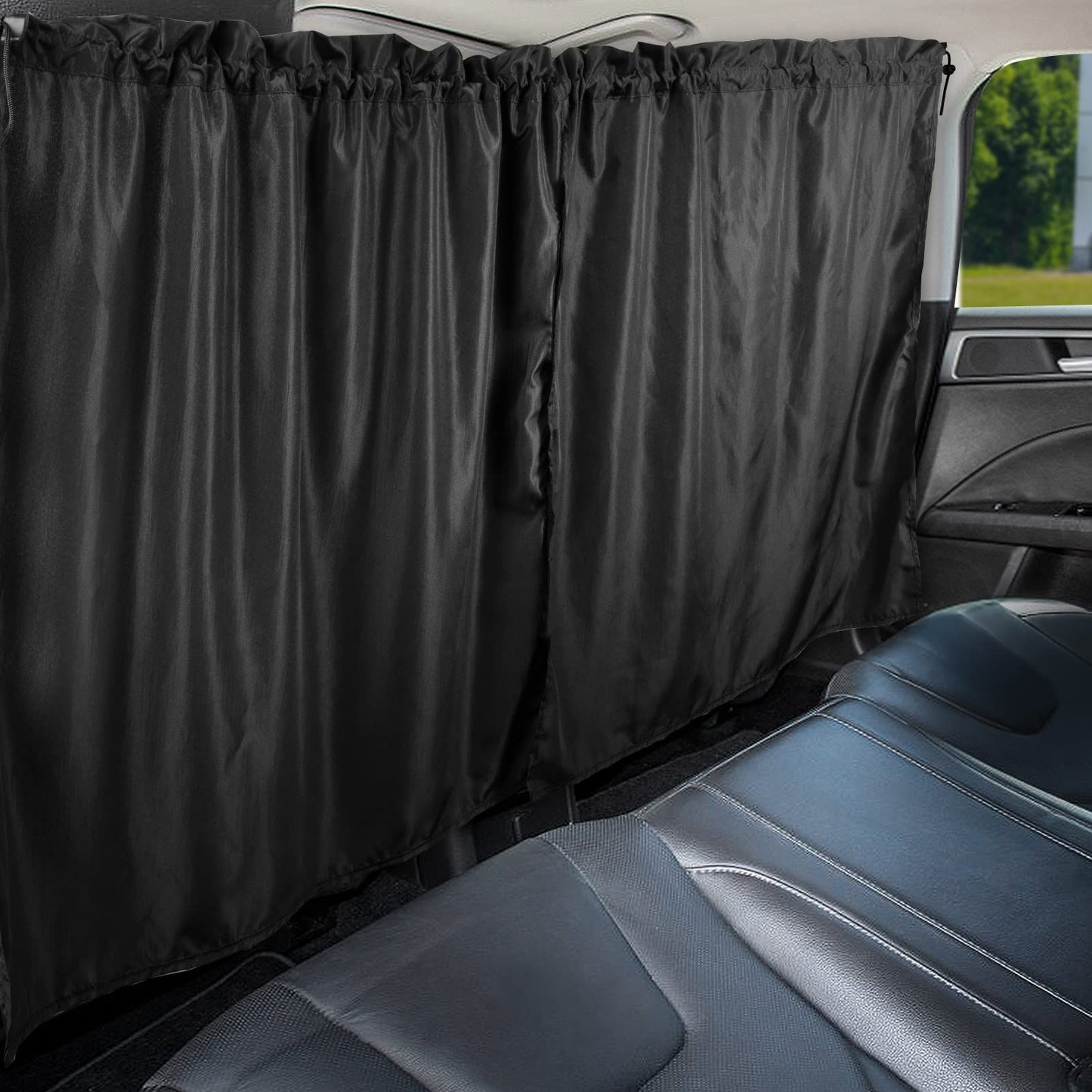 Car Divider Curtains Sun Shade-Privacy Travel Nap Night Car Camping Detachable Simple Curtain (Black)