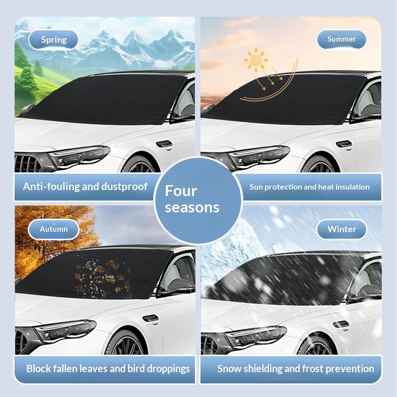 Windshield Cover for Ice and Snow - Universal Fit for Car, SUV, Truck, Heavy Duty 600D Oxford Fabric Frost Protector for Ice & Sleet, Includes Anti-Theft Straps, Medium (69"x42")