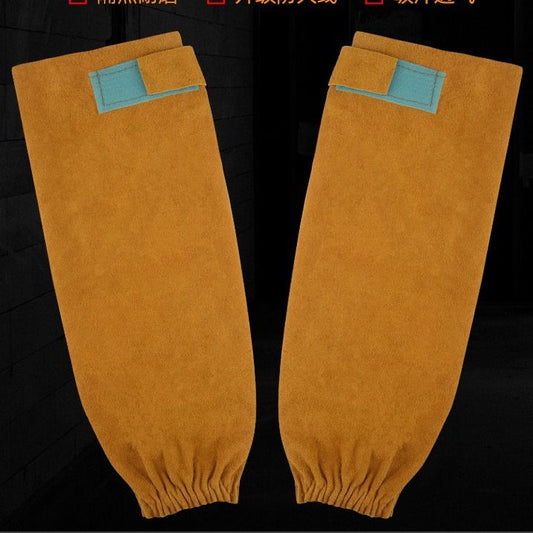 Leather Welding Work Sleeves for Men&Women - Heat&Flame Resistant Arm Protection with Stitching and Cotton Lining