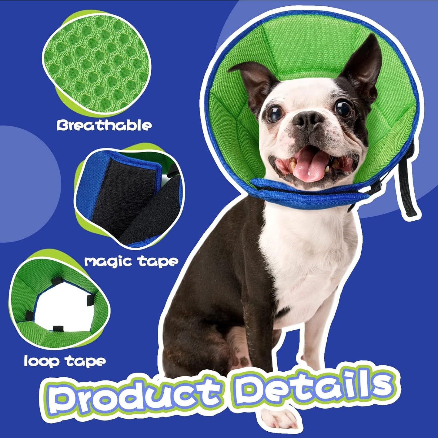 Dog Cone Collar After Surgery, Adjustable Soft Recovery Cone for Small Dogs to Stop Licking, Light-Weight Comfortable Elizabethan Collar for Dogs Anti-Bite Lick Protective Wound（S）