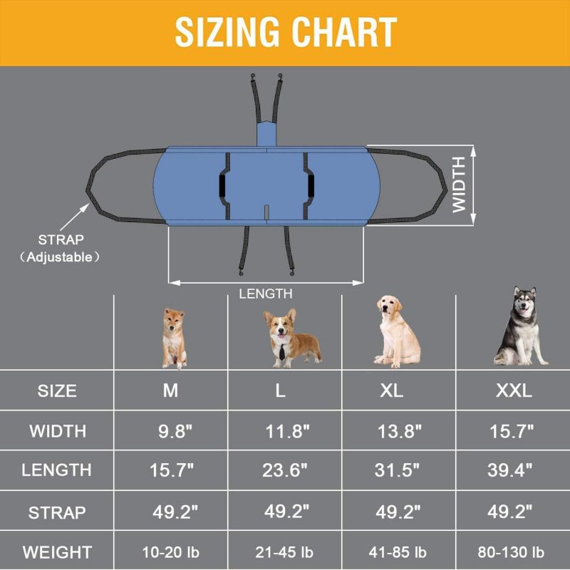 Dog Carry Sling, Emergency Backpack Pet Legs Support & Rehabilitation Dog Lift Harness for Nail Trimming, Dog Carrier for Senior Dogs Joint Injuries, Arthritis, Up and Down Stairs(L, Blue)